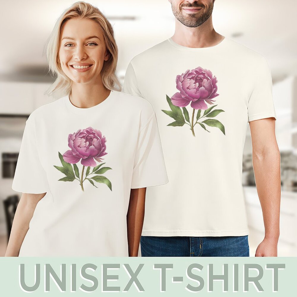 Peony Flower Graphic Shirt Pink Floral Botanical Art Tee Nature Gift - Picture 5 of 6